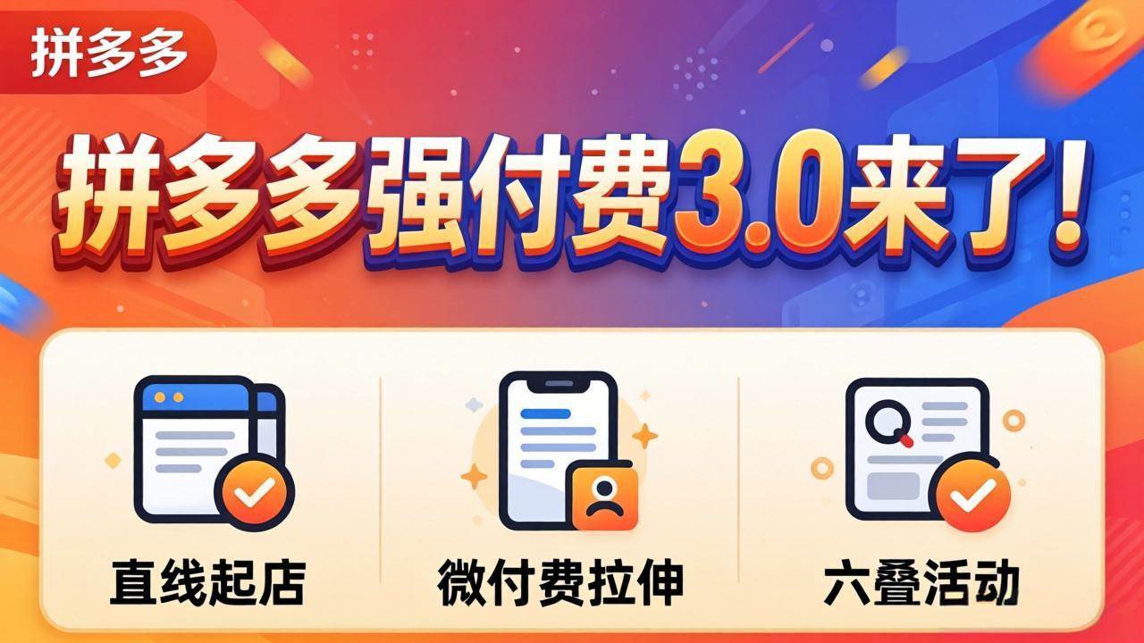 （18284期）拼多多强付费3.0来了（更新4月）直线起店+微付费拉伸+六叠活动，稳定起店破解流量瓶颈-选优云网创