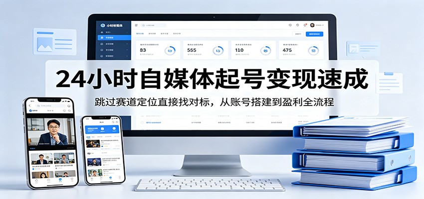 24小时自媒体起号变现速成，跳过赛道定位直接找对标，从账号搭建到盈利全流程-选优云网创