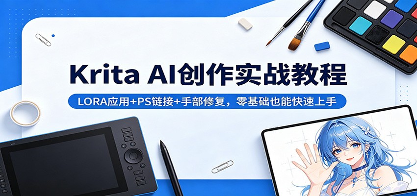 Krita AI创作实战教程：LORA应用+PS链接+手部修复，零基础也能快速上手-选优云网创