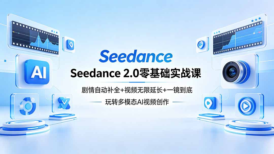 Seedance 2.0零基础实战课：剧情自动补全+视频无限延长+一镜到底：玩转多模态AI视频创作-选优云网创
