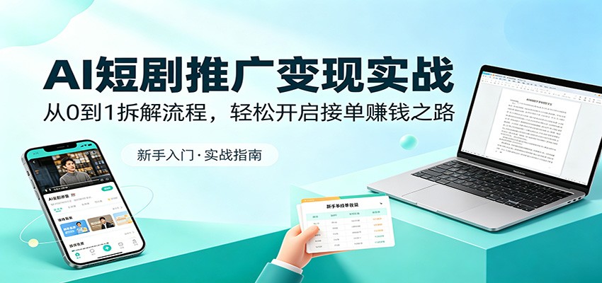 AI短剧推广变现实战：从0到1拆解流程，轻松开启接单赚钱之路-选优云网创