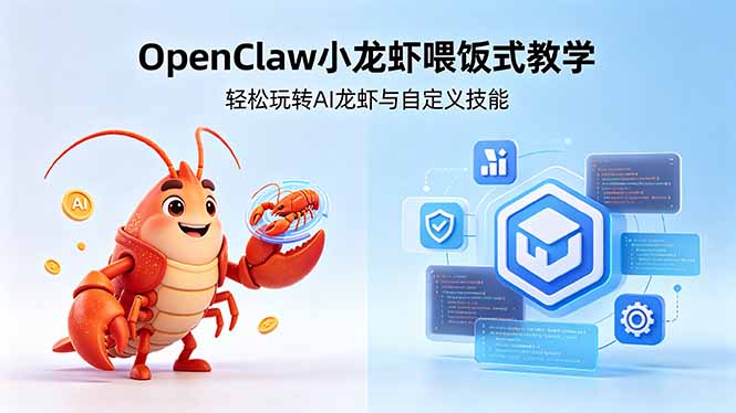 不用懂技术！OpenClaw小龙虾喂饭式教学，轻松玩转AI龙虾与自定义技能-选优云网创