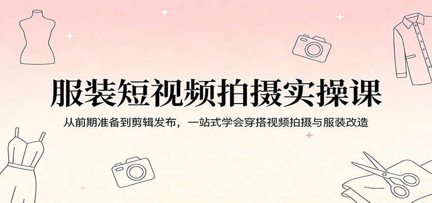 服装短视频拍摄实操课：从前期准备到剪辑发布，一站式学会穿搭视频拍摄与服装改造-选优云网创
