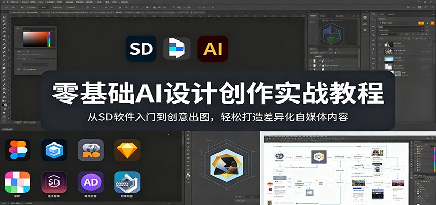 零基础AI设计创作实战教程：从SD软件入门到创意出图，轻松打造差异化自媒体内容-选优云网创