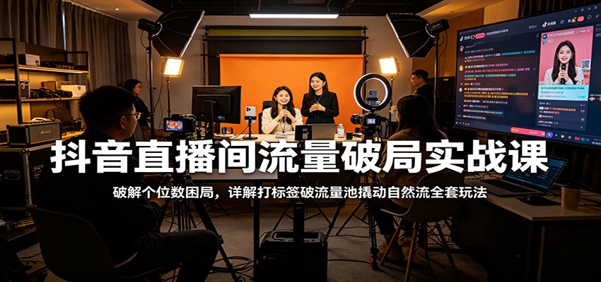 抖音直播间流量破局实战课：破解个位数困局，详解打标签破流量池撬动自然流全套玩法-选优云网创