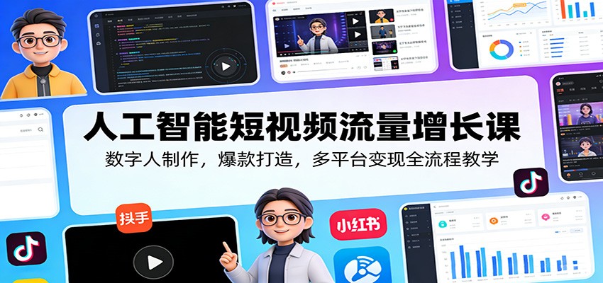 人工智能短视频流量增长课：数字人制作，爆款打造，多平台变现全流程教学-选优云网创