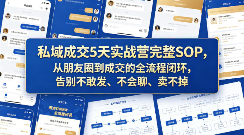 私域成交5天实战营完整SOP，从朋友圈到成交的全流程闭环，告别不敢发、不会聊、卖不掉-选优云网创