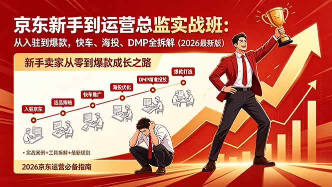 （18291期）京东新手到运营总监实战班：从入驻到爆款，快车、海投、DMP全拆解，2026最新版-选优云网创