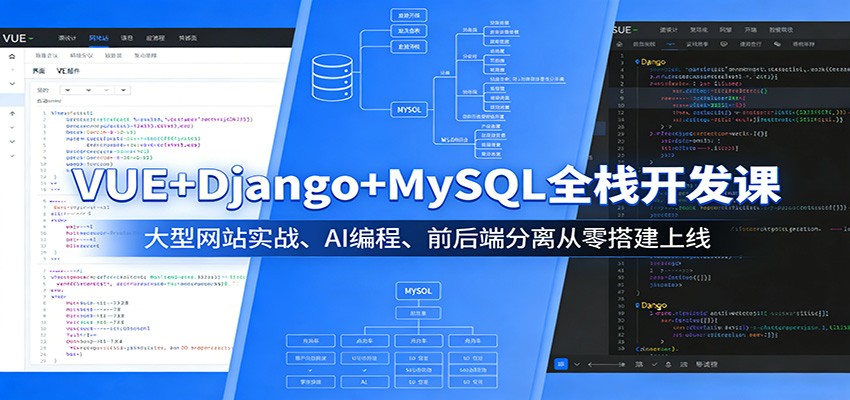 VUE+Django+MySQL全栈开发课：大型网站实战、AI编程、前后端分离从零搭建上线-选优云网创