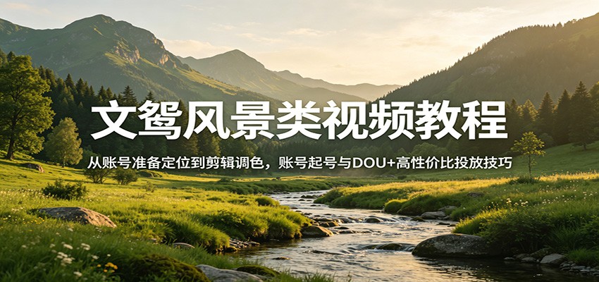 风景视频创作教程：从账号准备定位到剪辑调色，账号起号与DOU+高性价比投放技巧-选优云网创