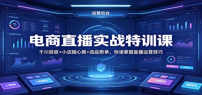 电商直播实战特训课：千川投放+小店随心推+选品憋单，快速掌握直播运营技巧-选优云网创