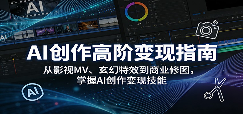 AI创作高阶变现指南：从影视MV、玄幻特效到商业修图，掌握AI创作变现技能-选优云网创