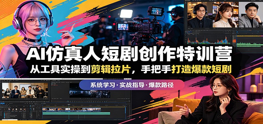 AI仿真人短剧创作特训营：从工具实操到剪辑拉片，手把手打造爆款短剧-选优云网创