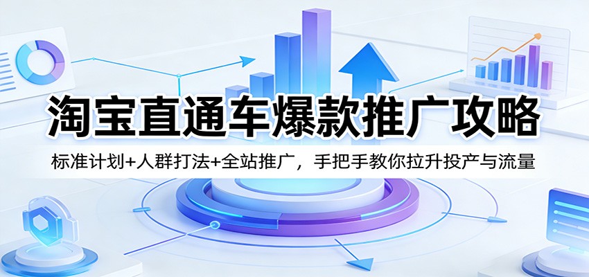 淘宝直通车爆款推广攻略：标准计划+人群打法+全站推广，手把手教你拉升投产与流量