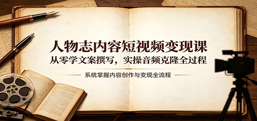 人物志内容短视频变现课：从零学文案撰写，实操音频克隆全过程-选优云网创