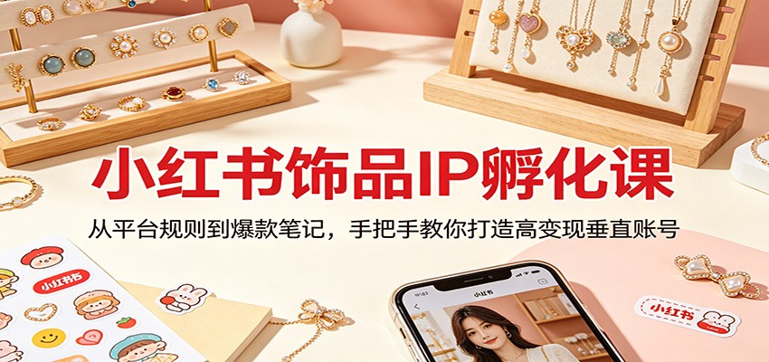 小红书饰品IP孵化课：从平台规则到爆款笔记，手把手教你打造高变现垂直账号-选优云网创