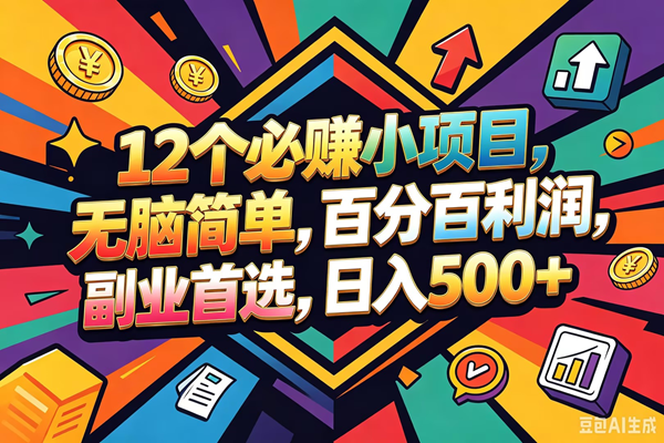 （18291期）12个必赚钱的小项目，百分百赚米，无脑简单，副业首选，日入600+-选优云网创