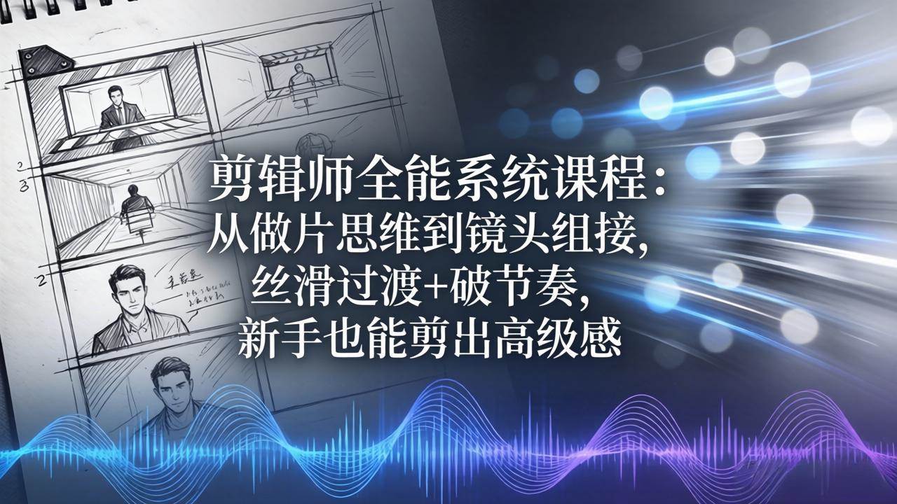 （18260期）剪辑师全能系统课程：从做片思维到镜头组接，丝滑过渡+破节奏，新手也能剪出高级感-选优云网创