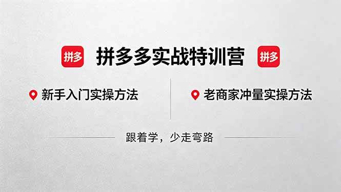 （18309期）拼多多实战特训营(更新5月3)：不管是新手入门或老商家冲量，都有实操方法，跟着学，少走弯路-选优云网创