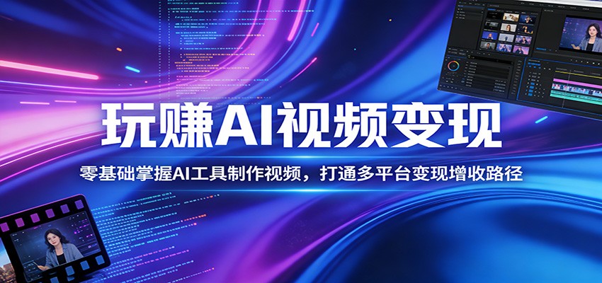 玩赚AI视频变现，零基础掌握AI具制作视频，打通多平台变现增收路径-选优云网创