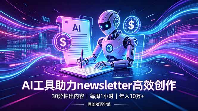 （18279期）做newsletter怕费时间？AI工具帮你30分钟出内容，每周1小时，年入10万+【原创双语字幕】-选优云网创
