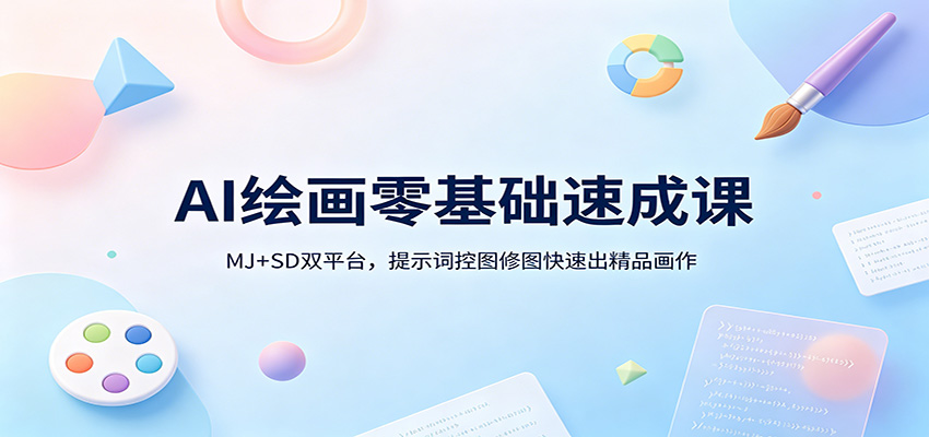 AI绘画零基础速成课：MJ+SD双平台，提示词控图修图快速出精品画作-选优云网创