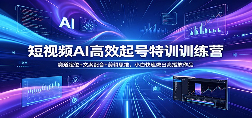 短视频AI高效起号特训训练营：赛道定位+文案配音+剪辑思维，小白快速做出高播放作品-选优云网创