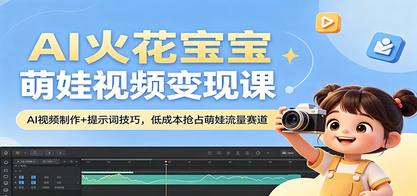 AI火花宝宝萌娃视频变现课：AI视频制作+提示词技巧，低成本抢占萌娃流量赛道-选优云网创