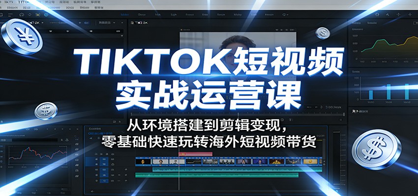 TIKTOK短视频实战运营课：从环境搭建到剪辑变现，零基础快速玩转海外短视频带货-选优云网创