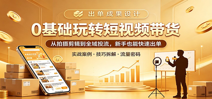 0基础玩转短视频带货：从拍摄剪辑到全域投流，新手也能快速出单-选优云网创