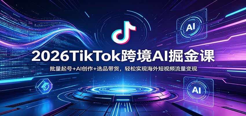 2026TikTok跨境AI掘金课：批量起号+AI创作+选品带货，轻松实现海外短视频流量变现-选优云网创
