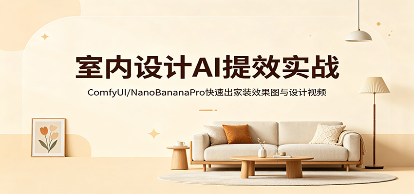 室内设计AI提效实战：ComfyUI/NanoBananaPro快速出家装效果图与设计视频-选优云网创