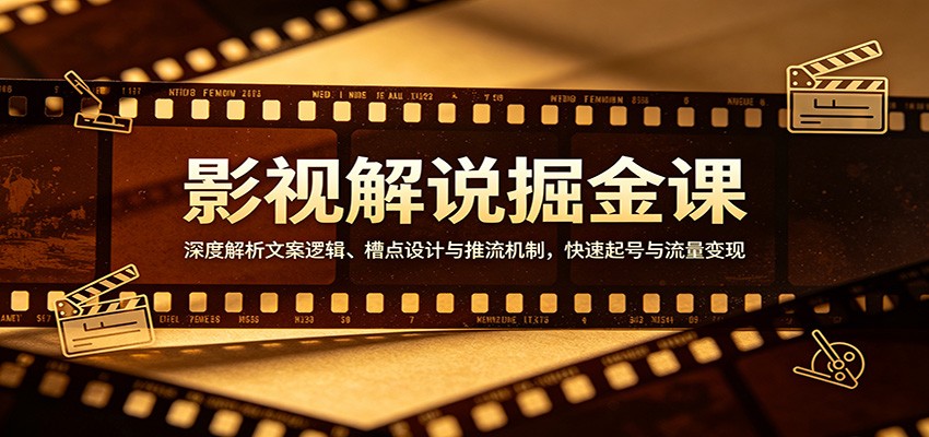 影视解说掘金课：深度解析文案逻辑、槽点设计与推流机制，快速起号与流量变现-选优云网创