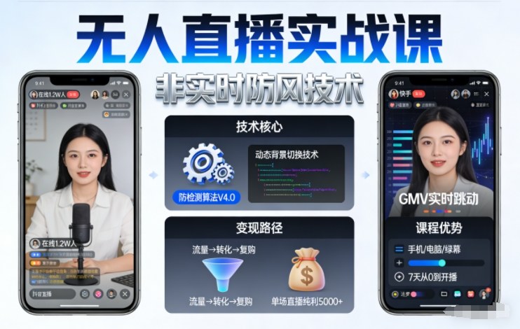 宝子哥无人直播实战课，非实时防风技术，聚焦抖音快手等平台直播带货，轻松开启直播变现之路（更新2026年3月底）-选优云网创