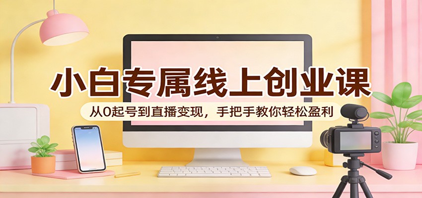 小白专属线上创业课：从0起号到直播变现，手把手教你轻松盈利-选优云网创