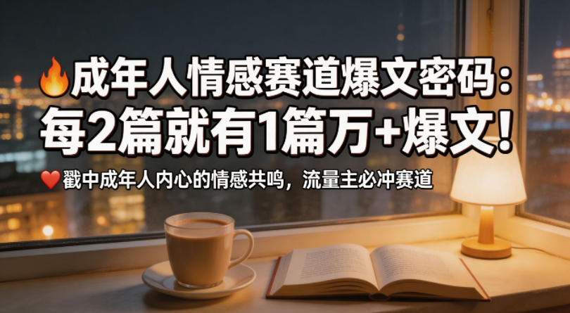 公众号流量主成年人情感心理赛道，流量最大，受众最广的主流赛道之一，平均每2篇就有1篇万爆文章-选优云网创