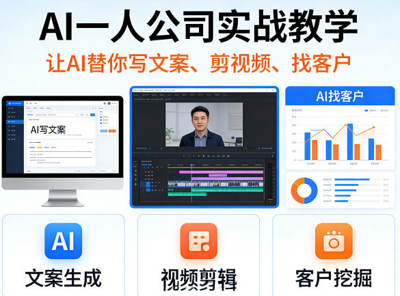 AI一人公司实战教学，让AI替你写文案、剪视频、找客户（更新0411）-选优云网创