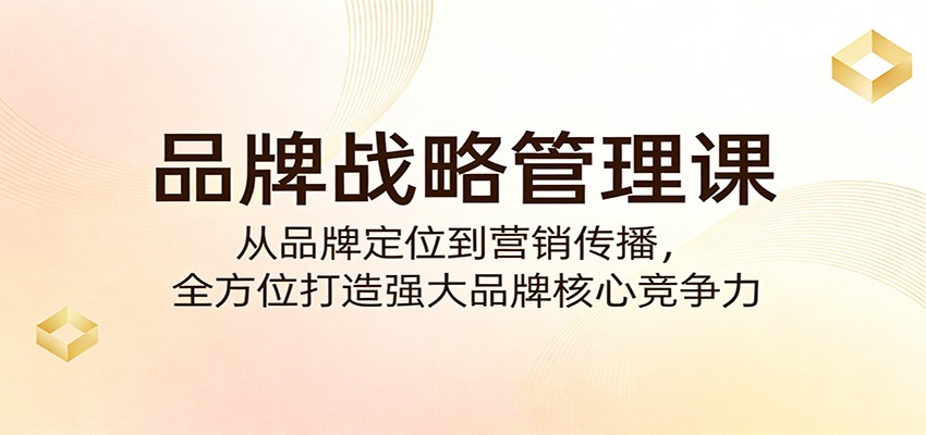 品牌战略管理课：从品牌定位到营销传播，全方位打造强大品牌核心竞争力-选优云网创