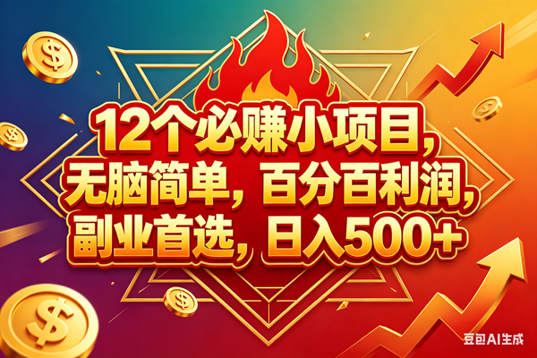 （18272期）12个必赚钱的小项目，百分百赚米，无脑简单，副业首选，日入600+-选优云网创