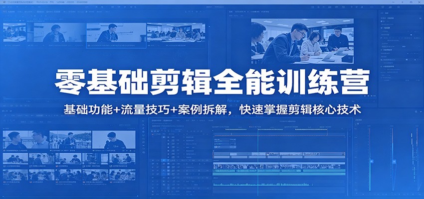 零基础剪辑全能训练营：基础功能+流量技巧+案例拆解，快速掌握剪辑核心技术-选优云网创
