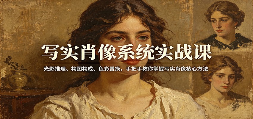 写实肖像系统实战课：光影推理、构图构成、色彩置换，手把手教你掌握写实肖像核心方法-选优云网创