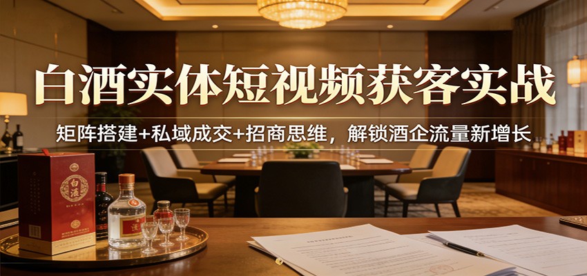 白酒实体短视频获客实战：矩阵搭建+私域成交+招商思维，解锁酒企流量新增长-选优云网创