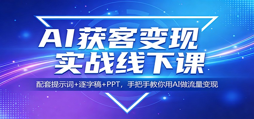 AI获客变现实战线下课：配套提示词+逐字稿+PPT，手把手教你用AI做流量变现-选优云网创