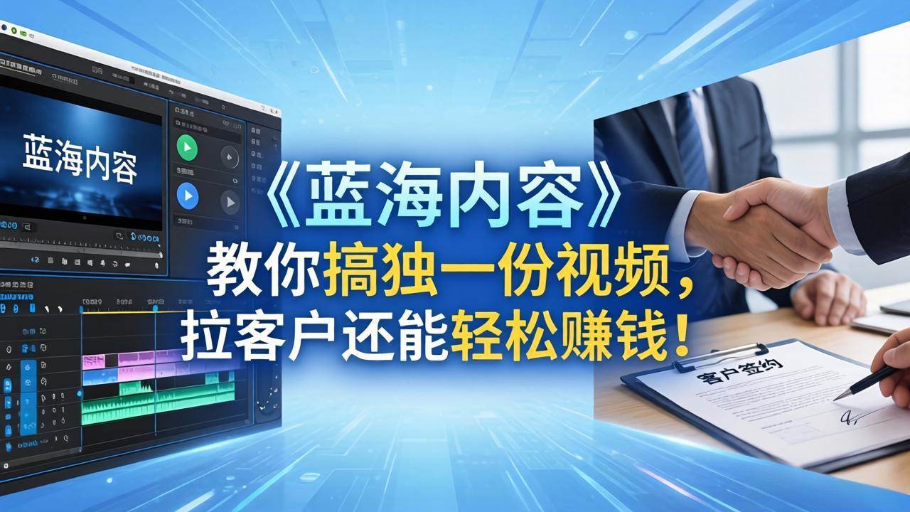 （18301期）做视频卷不动了？《蓝海内容》教你搞独一份视频，拉客户还能轻松赚钱！-选优云网创