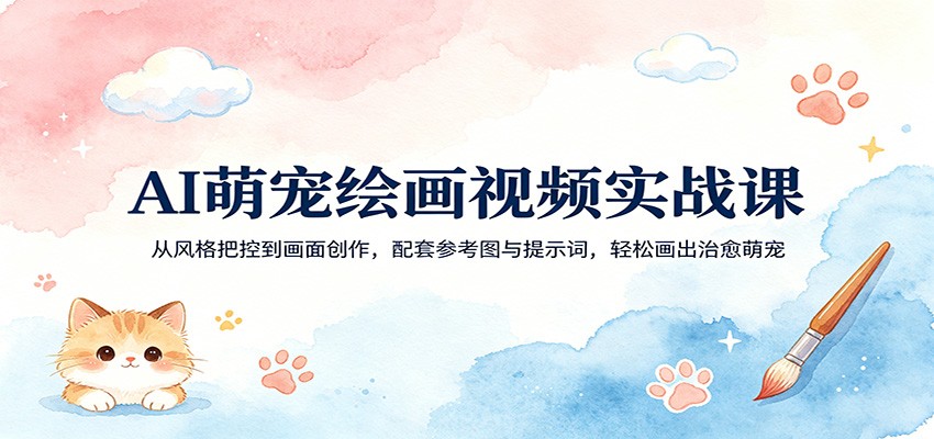 AI萌宠绘画视频实战课：从风格把控到画面创作，配套参考图与提示词，轻松画出治愈萌宠-选优云网创