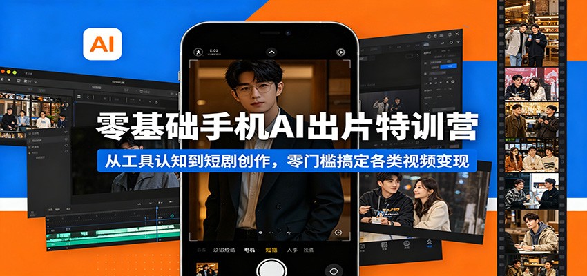 零基础手机AI出片特训营：从工具认知到短剧创作，零门槛搞定各类视频变现-选优云网创